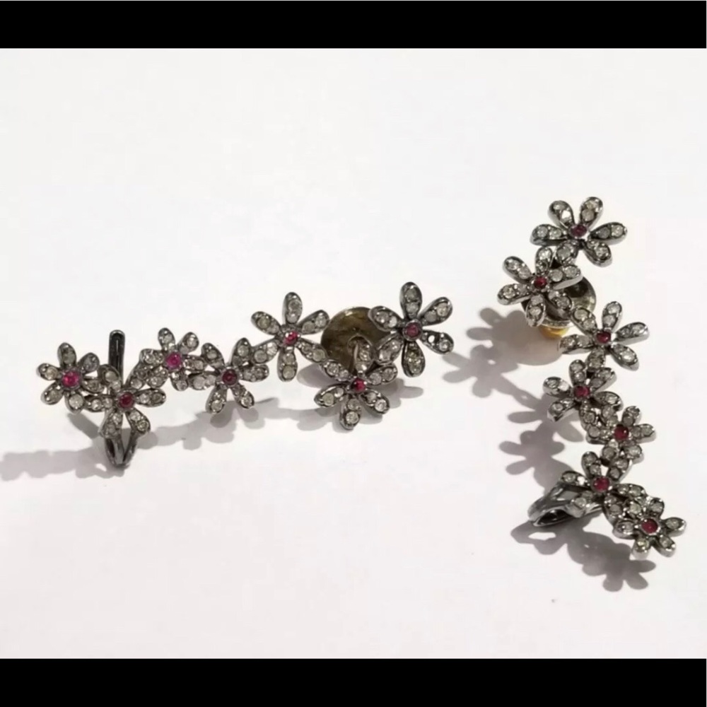 Diamond and garnet ear crawlers